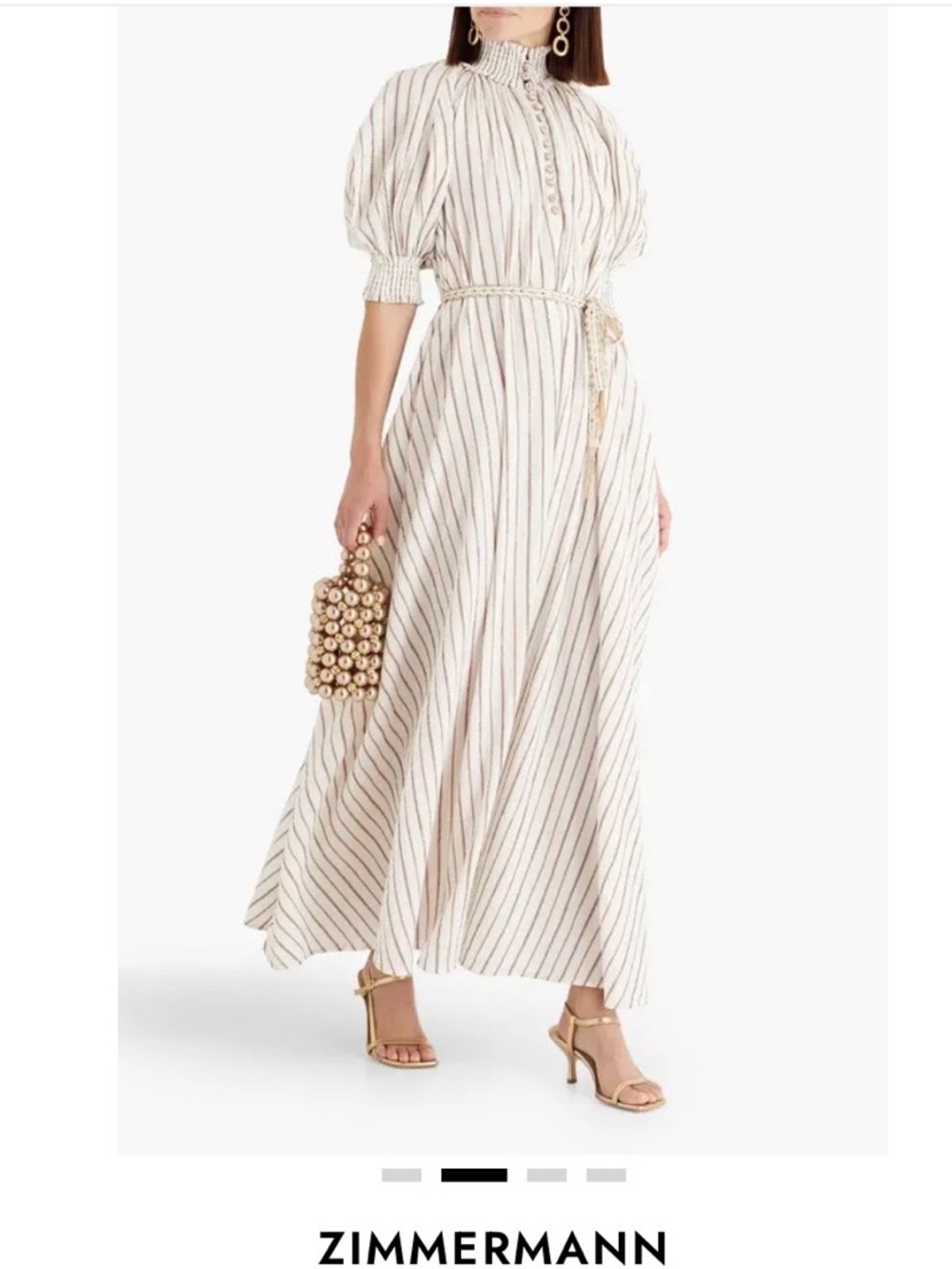 Zimmermann Cream Dress with Brown Pinstripes - Picture 1 of 6